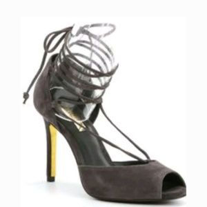 RALPH LAUREN Linden Suede Sandal Pump Charcoal